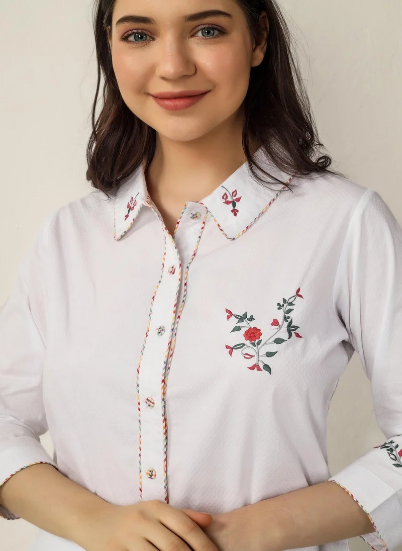 افتر دارك طقم بيجاما كلاسيكي أبيض قطني من داني